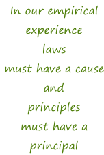 In our empirical experience laws must have a cause and principles must have a principal
