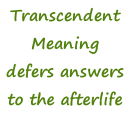 Transcendent Meaning defers answers to the afterlife